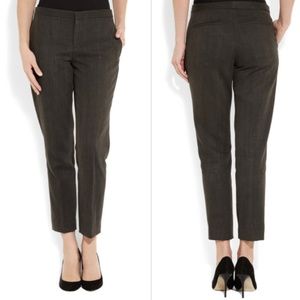 Padgette style mid-rise grey slacks in slub raw silk